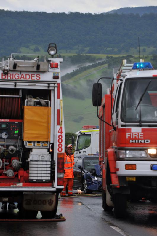 A male driver heading southbound on the Princes Highway through the Kiama bends, between Kiama and Gerringong lost control of his car and spun into oncoming traffic before having to be cut from his car and taken to hospital with serious leg injuries.