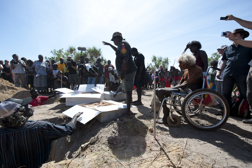 Aboriginal bones are returned to their homeland after being stolen 50 years ago, and a traditional ceremony is held to mark the occasion in Oenpelli, NT, July 2011.