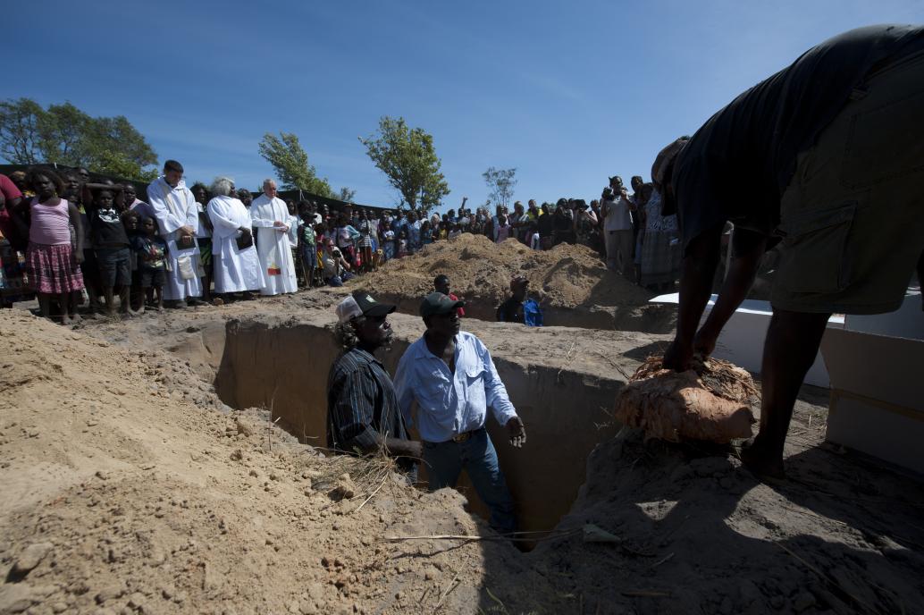 Aboriginal bones are returned to their homeland after being stolen 50 years ago, and a traditional ceremony is held to mark the occasion in Oenpelli, NT, July 2011.